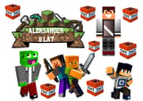 Postacie Minecraft z blokami TNT i zombie